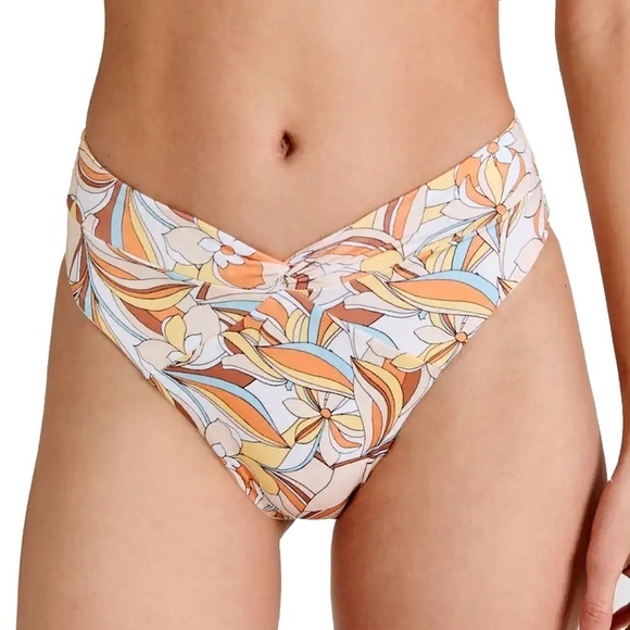 L* SPACE Nancy Lee Reversible Swim Bikini Bottom Bitsy Cut Sunshine Floral NWOT - Picture 1 of 10